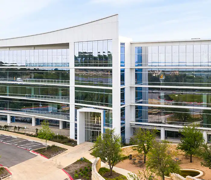 Commercial property protected by impact windows